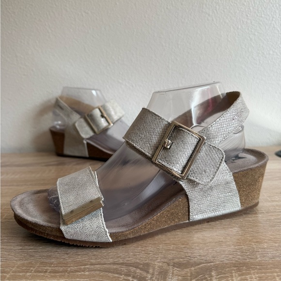 Mephisto Morgana wedge sandals silver leather Women’s Sz 41/11 - Picture 6 of 9